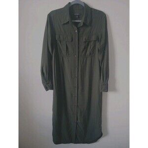 Banana Republic Petite Olive Green Button Down Shirt Dress Size S